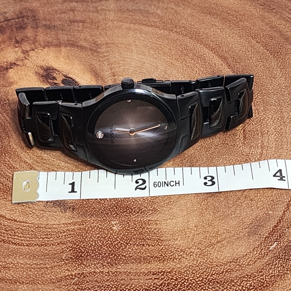 FOSSIL ARKITEKT FS-4166 All Black Real Diamond Stainless Steel Dress Watch/Used - Picture 6 of 12